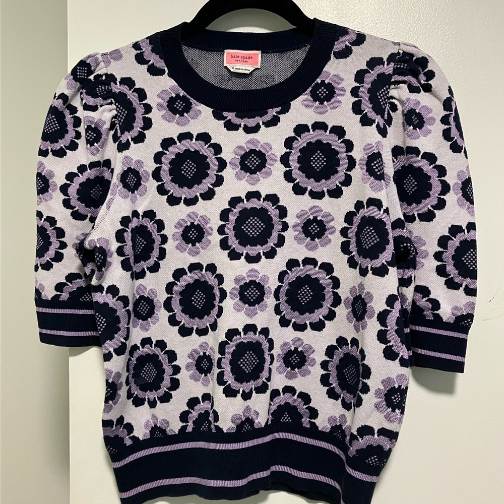 Kate Spade Navy and Lavender Floral Sweater